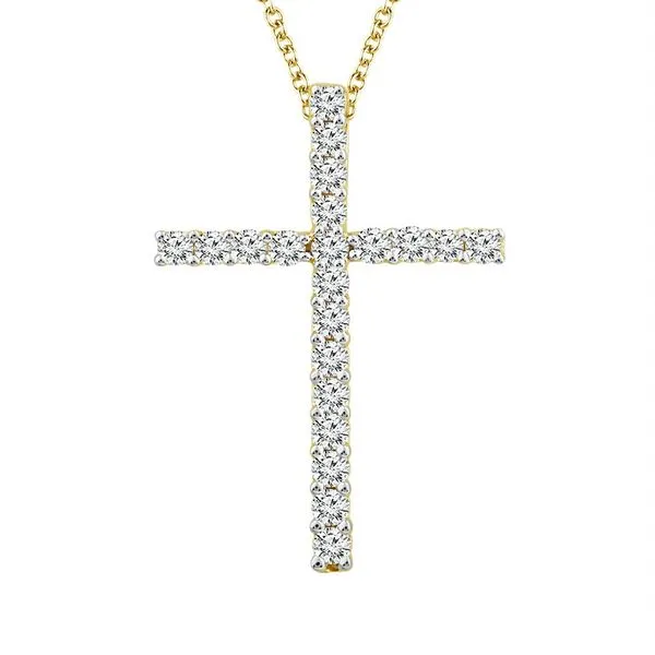 10 Karat Yellow Gold Diamond Cross Necklace Meigs Jewelry Tahlequah, OK