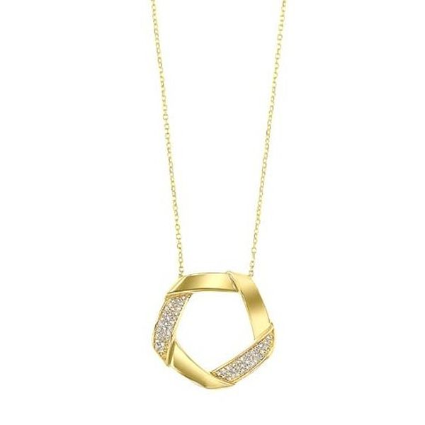 Yellow Gold Interlocking Diamond Necklace Meigs Jewelry Tahlequah, OK