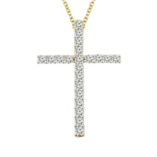 Yellow Gold Small Diamond Cross Necklace Meigs Jewelry Tahlequah, OK
