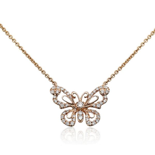 Rose Gold Diamond Butterfly Necklace Meigs Jewelry Tahlequah, OK