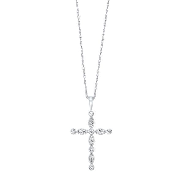 White Gold Milgrain Cross Necklace Meigs Jewelry Tahlequah, OK