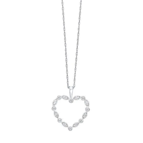 White Gold Milgrain Heart Necklace Meigs Jewelry Tahlequah, OK