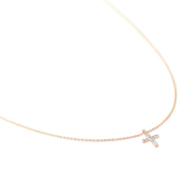 Kendra Scott Rose Gold Diamond Cross Necklace Image 2 Meigs Jewelry Tahlequah, OK