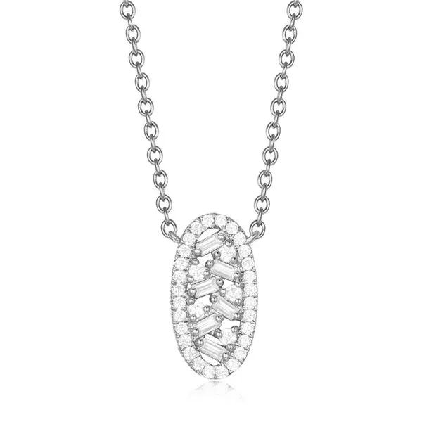 White Gold Oval Diamond Cluster Necklace Meigs Jewelry Tahlequah, OK