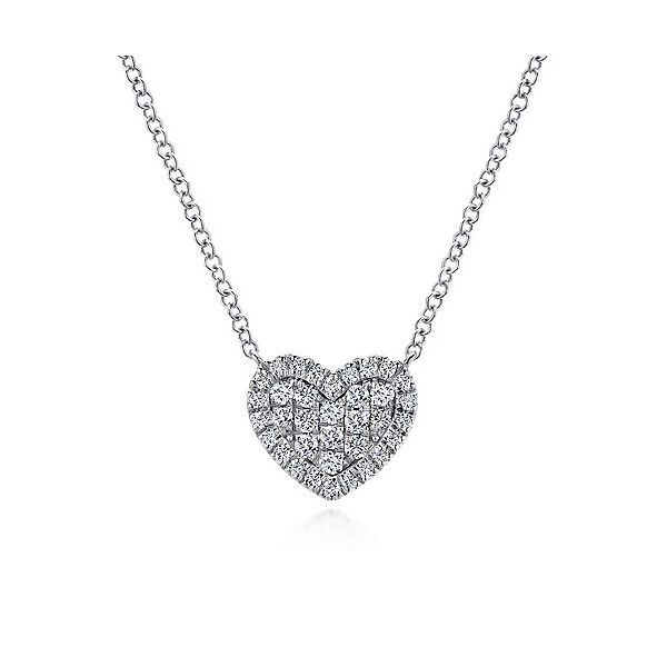 Gabriel & Co. White Gold Diamond Heart Necklace Meigs Jewelry Tahlequah, OK
