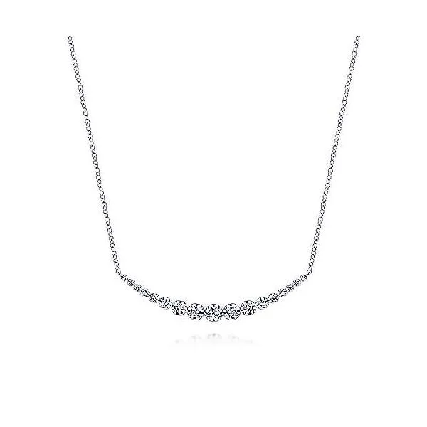 Gabriel & Co. White Gold Curved Diamond Bar Necklace Meigs Jewelry Tahlequah, OK