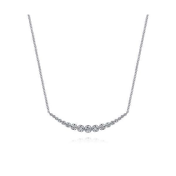 Gabriel & Co. White Gold Curved Diamond Bar Necklace Meigs Jewelry Tahlequah, OK