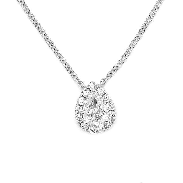 White Gold Pear Diamond Halo Necklace Meigs Jewelry Tahlequah, OK