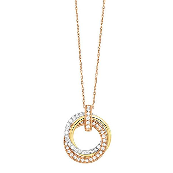Tri-Color Circle Diamond Necklace Meigs Jewelry Tahlequah, OK