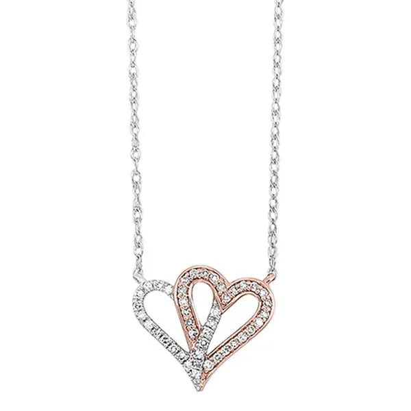 Two Tone Double Heart Diamond Necklace Meigs Jewelry Tahlequah, OK