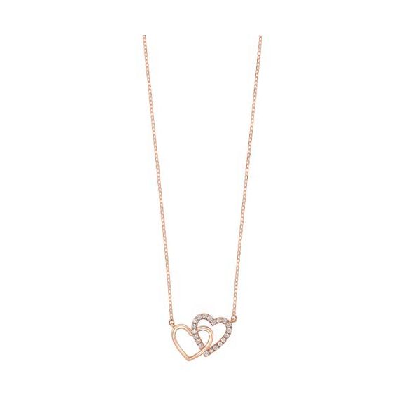 Rose Gold Double Heart Necklace Meigs Jewelry Tahlequah, OK