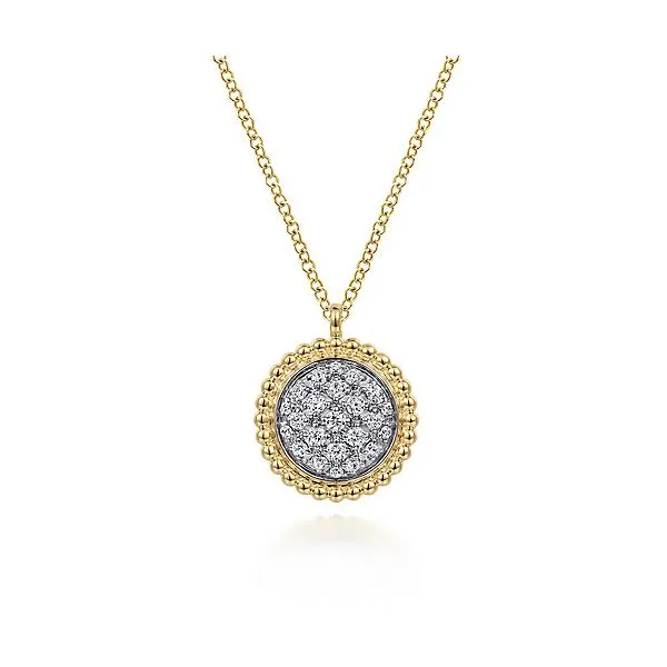 Gabriel & Co. Yellow Gold Pave Diamond Necklace Meigs Jewelry Tahlequah, OK