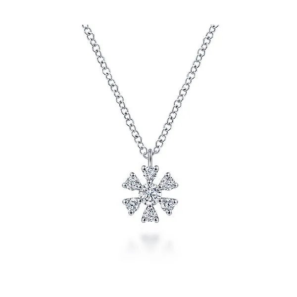 Gabriel & Co. White Gold Diamond Snowflake Necklace Meigs Jewelry Tahlequah, OK