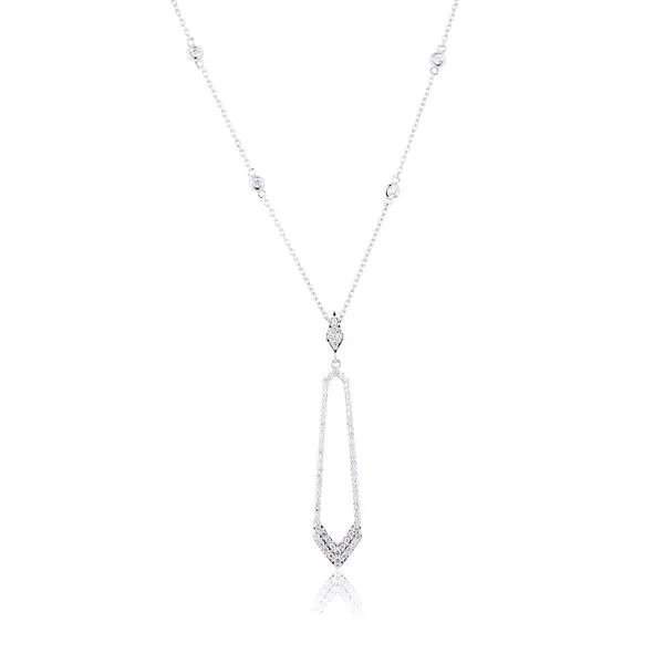 White Gold Pointed Diamond Drop Necklace Meigs Jewelry Tahlequah, OK