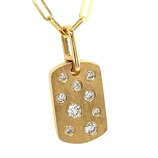 14k Yellow Gold Confetti Dog Tag Necklace Meigs Jewelry Tahlequah, OK