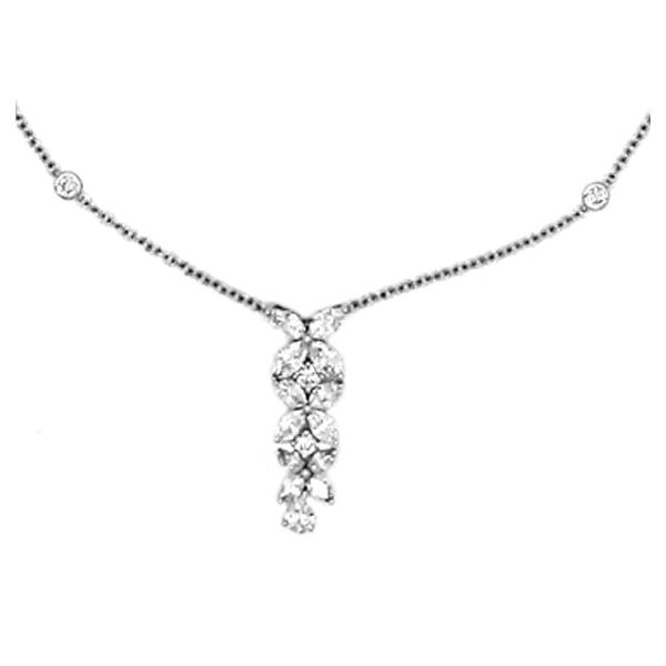 White Gold Diamond Flower Drop Necklace Image 2 Meigs Jewelry Tahlequah, OK