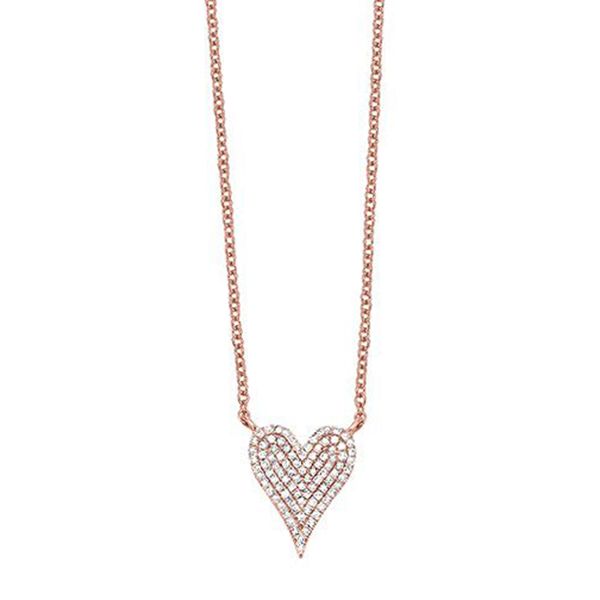 Rose Gold Pave Diamond Heart Necklace Meigs Jewelry Tahlequah, OK