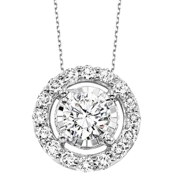 White Gold Diamond Halo Necklace Meigs Jewelry Tahlequah, OK