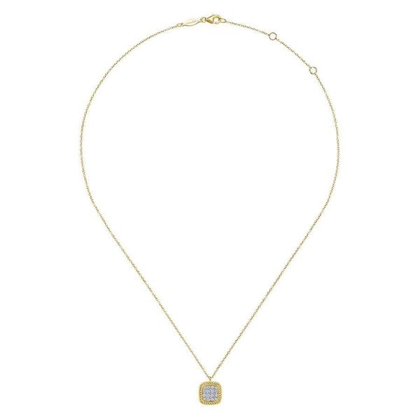 Gabriel & Co. Yellow Gold Pave Diamond Necklace Meigs Jewelry Tahlequah, OK