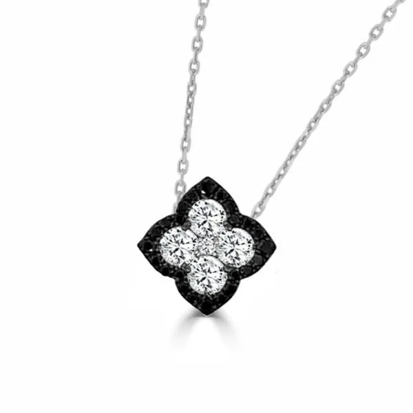 14k White Gold Black and White Diamond Fleur D'amour Necklace Meigs Jewelry Tahlequah, OK