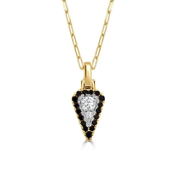 14k Yellow Gold Black and White Diamond Arrow Paperclip Necklace Meigs Jewelry Tahlequah, OK