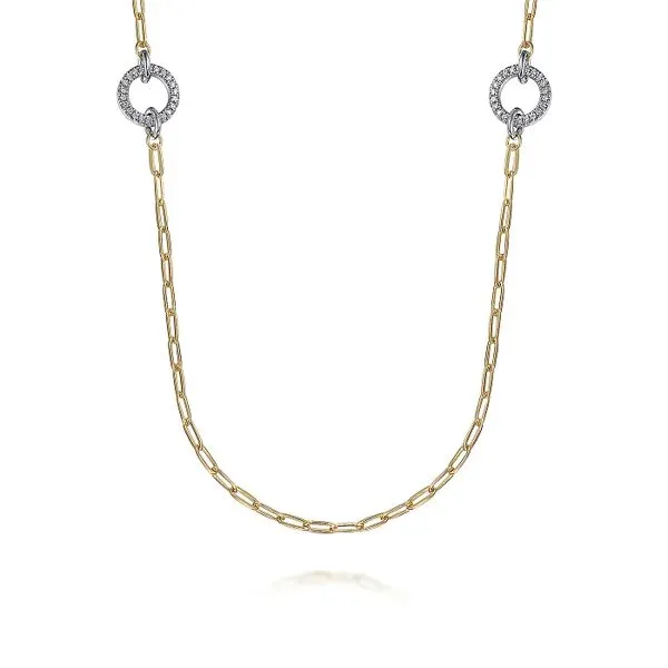 Gabriel & Co. 14K Yellow Gold Diamond Link Station Necklace Meigs Jewelry Tahlequah, OK
