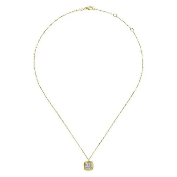 Gabriel & Co. Yellow Gold Pave Diamond Necklace Meigs Jewelry Tahlequah, OK