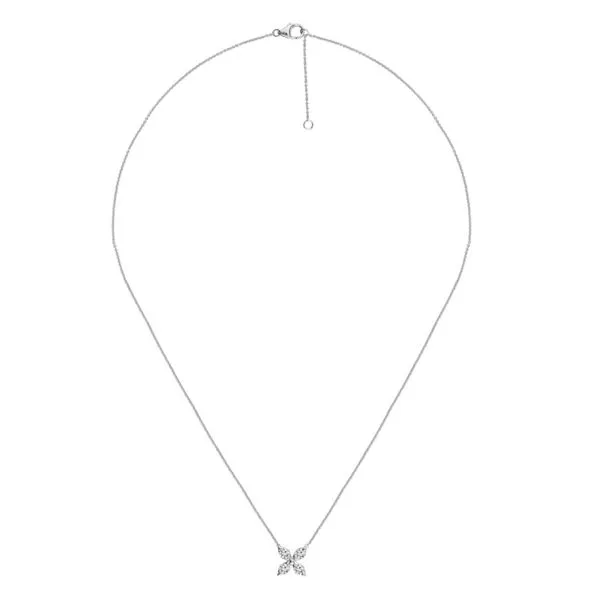 White Gold 4 Petal Diamond Necklace Image 2 Meigs Jewelry Tahlequah, OK