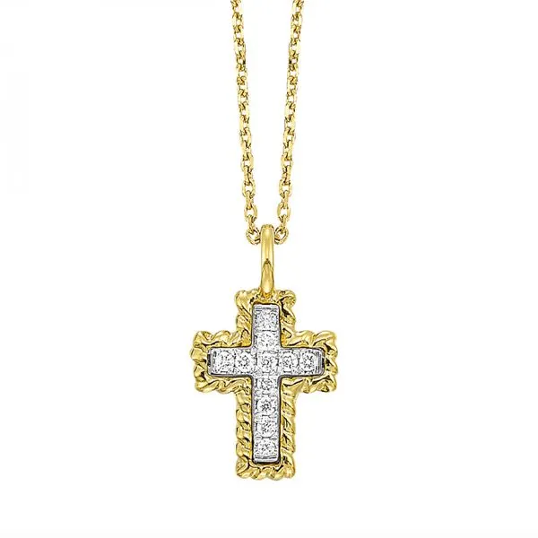 14K Yellow Gold Rope-Frame Cross Necklace Meigs Jewelry Tahlequah, OK