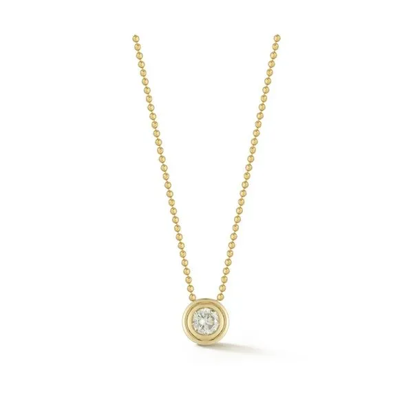 Yellow Gold Round Bezel Set Diamond Necklace Meigs Jewelry Tahlequah, OK