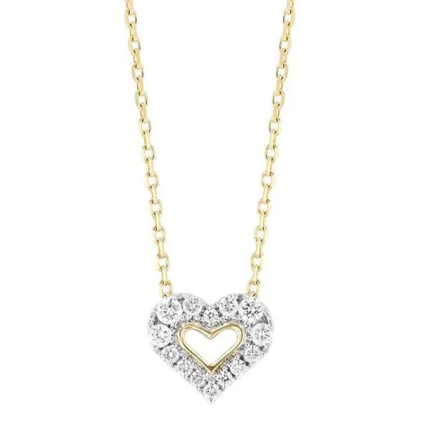 14 Karat Two-Tone Diamond Heart Necklace Meigs Jewelry Tahlequah, OK
