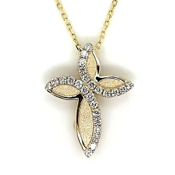 14K Yellow Gold Diamond Cross Necklace Meigs Jewelry Tahlequah, OK