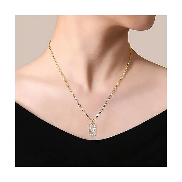 Gabriel & Co. Pave Diamond Dog Tag Necklace Image 2 Meigs Jewelry Tahlequah, OK