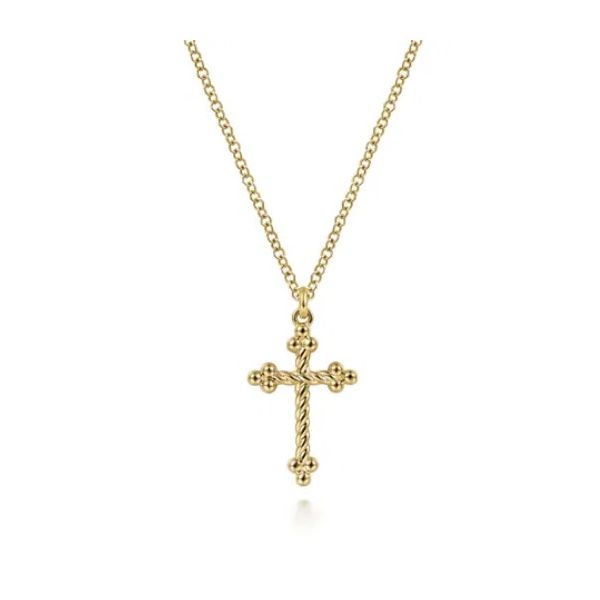 14K Yellow Gold Bujukan Twist Rope Cross Pendant Meigs Jewelry Tahlequah, OK