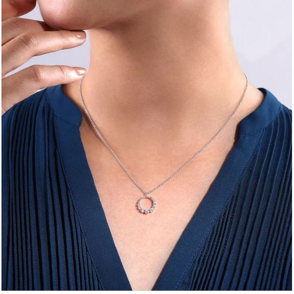 Gabriel & Co. White Gold Diamond Circle Necklace Image 2 Meigs Jewelry Tahlequah, OK