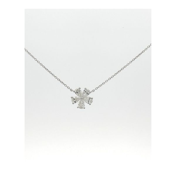 18KW 1.25CTW 5PETAL DIA FLOWER NECKLACE Meigs Jewelry Tahlequah, OK