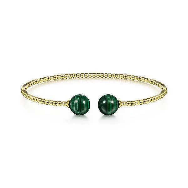 Gabriel & Co. Yellow Gold Malachite Bujukan Bracelet Meigs Jewelry Tahlequah, OK