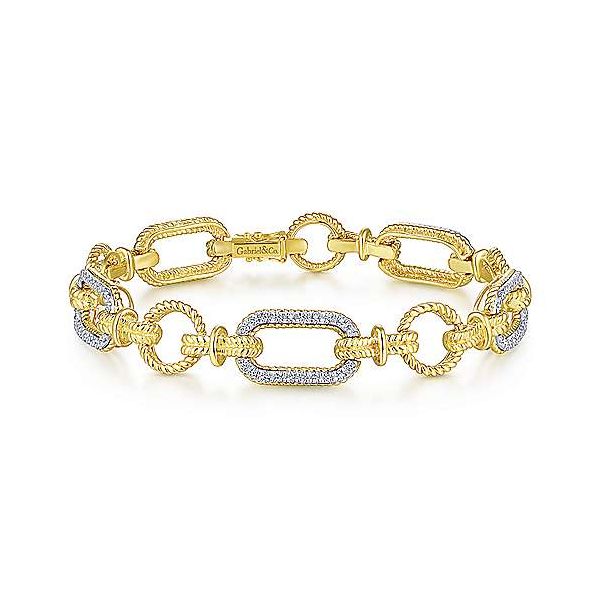 Gabriel & Co. Yellow Gold & Diamond Link Bracelet Meigs Jewelry Tahlequah, OK