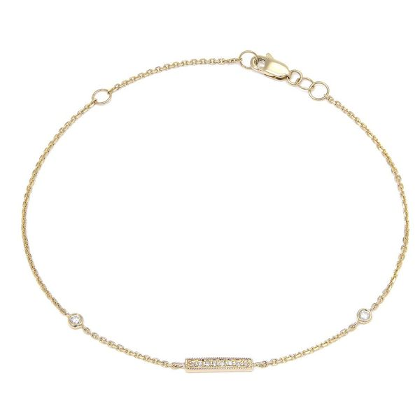 14K Yellow Gold Bar Single Micro Pave Diamond Bracelet Meigs Jewelry Tahlequah, OK