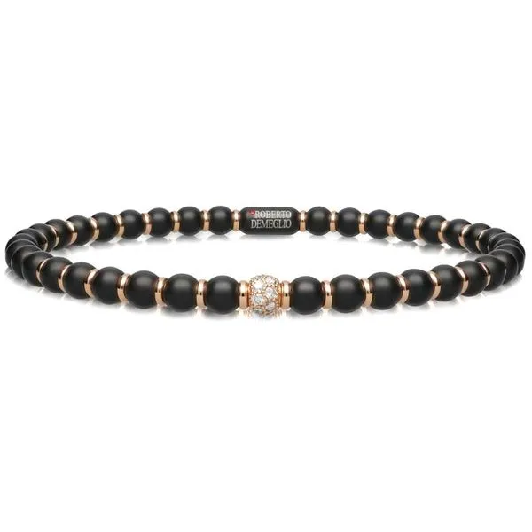 Roberto Demeglio Rose Gold Black Beaded Bracelet Meigs Jewelry Tahlequah, OK
