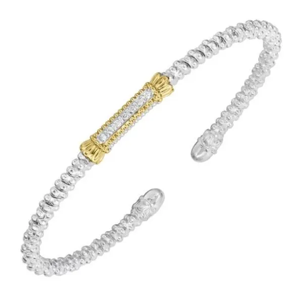 Sterling Silver & 14Kt Yellow Gold Small Diamond Bar Bracelet Meigs Jewelry Tahlequah, OK