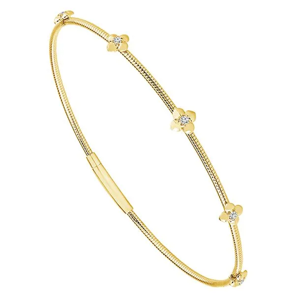 14K Yellow Gold and Titanium Wire Diamond 5 Station Bracelet Meigs Jewelry Tahlequah, OK