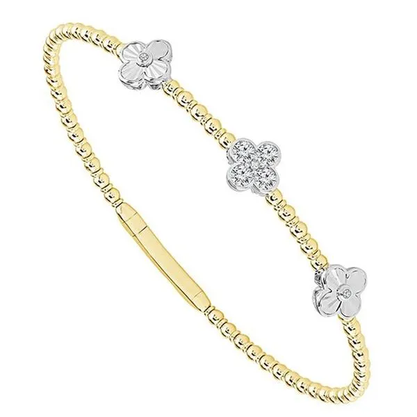 14K Yellow Gold and Titanium Wire Clover Design Diamond Bracelet Meigs Jewelry Tahlequah, OK