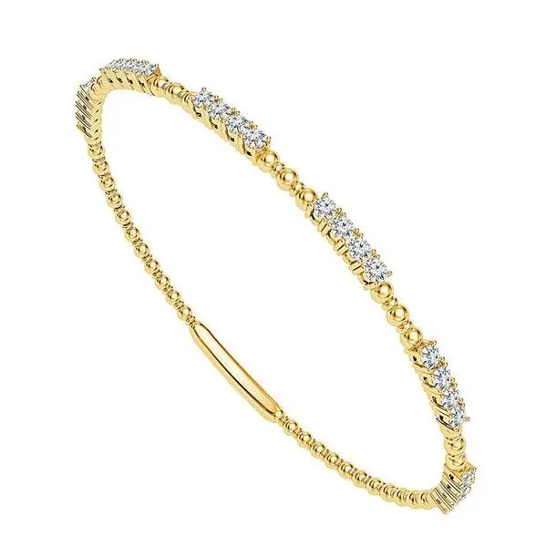 14K Yellow Gold and Titanium Wire Diamond Bar Station Bracelet Meigs Jewelry Tahlequah, OK