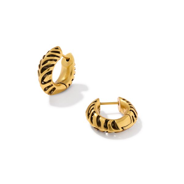 YGP VINTAGE GOLD TIGER STRIPE MIKKI HUGGIE EARRINGS Meigs Jewelry Tahlequah, OK