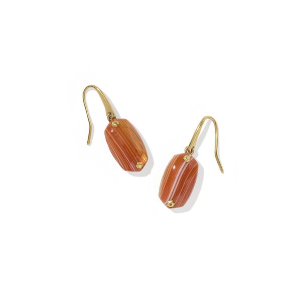 YGP ORANGE BANDED AGATE LEE RIVETED DROP EARRINGS Meigs Jewelry Tahlequah, OK