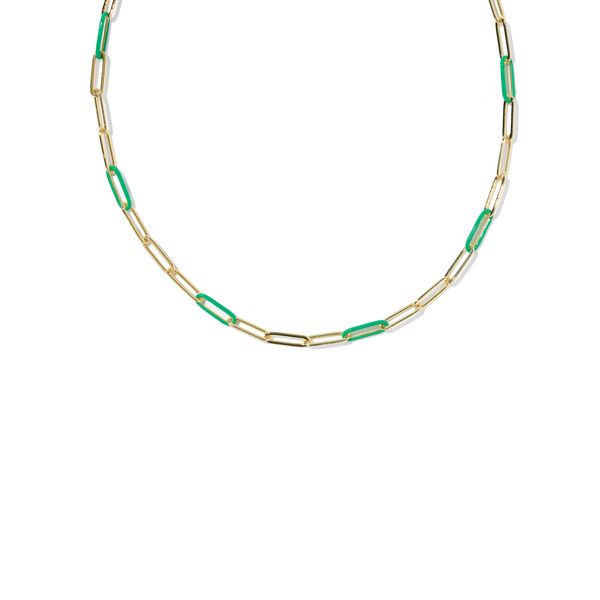 YGP GREEN ENAMEL COURTNEY LINK CHAIN NECKLACE Meigs Jewelry Tahlequah, OK
