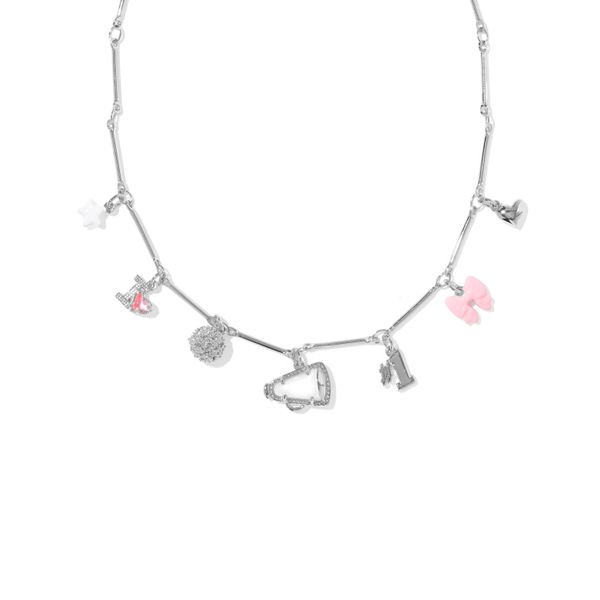 RHOD PINK/WHITE MIX CHEER CHARM NECKLACE Meigs Jewelry Tahlequah, OK