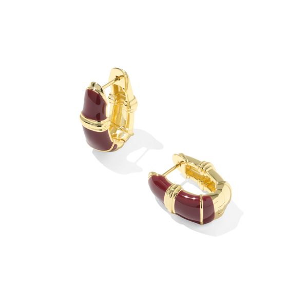 YGP BURGUNDY ENAMEL COURTNEY HUGGIE EARRINGS Meigs Jewelry Tahlequah, OK