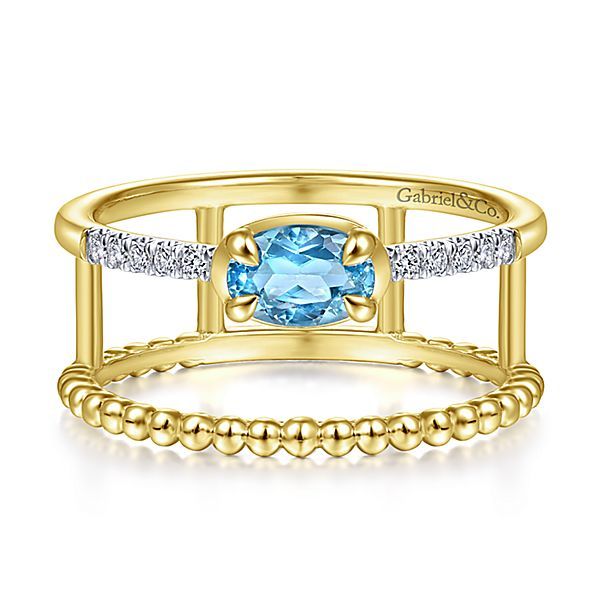 Gabriel & Co. Asymmetrical Blue Topaz Ring Meigs Jewelry Tahlequah, OK